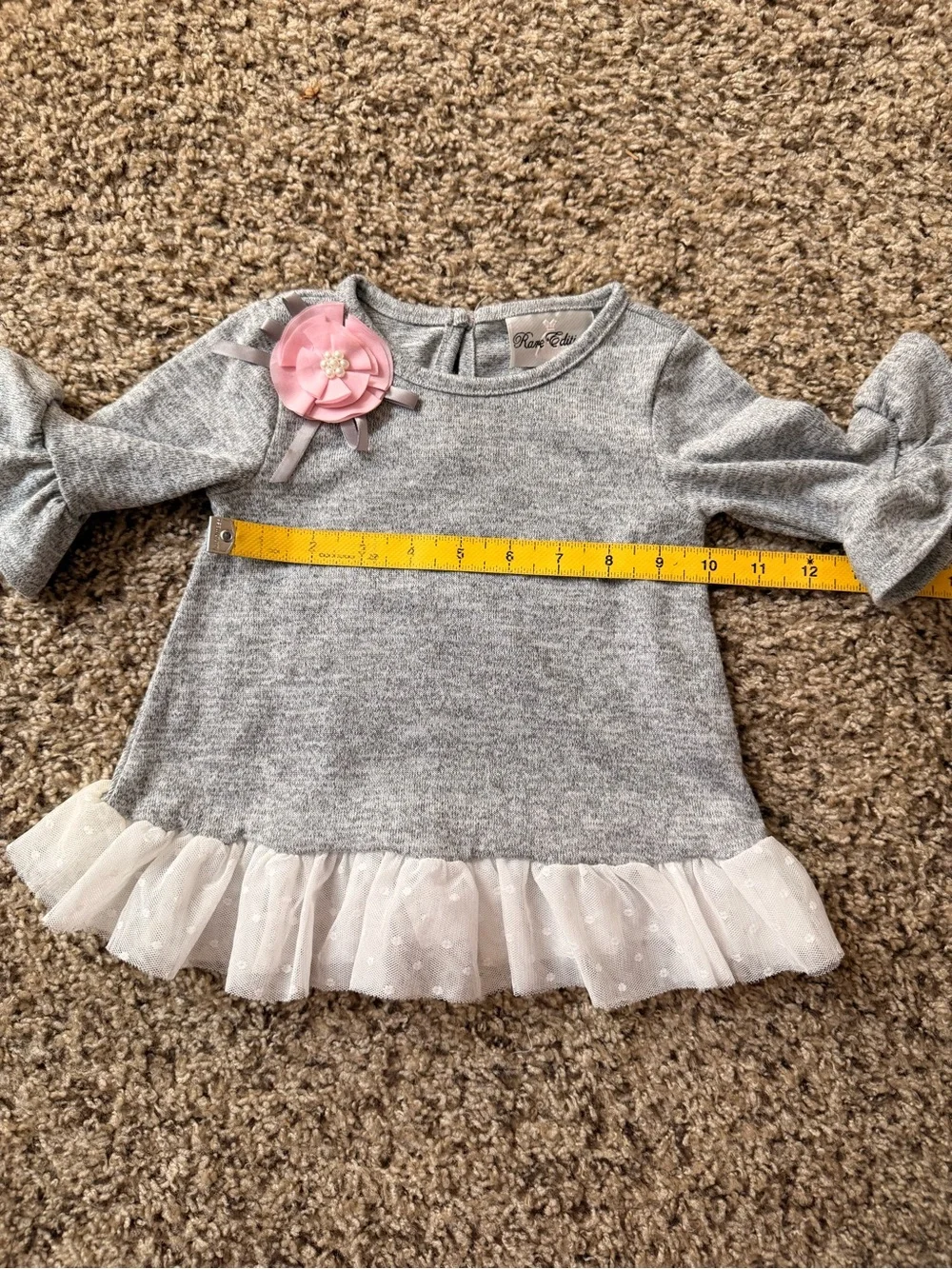 Baby Girl Gray & Pink Ruffled Matching Set with Floral Leggings
